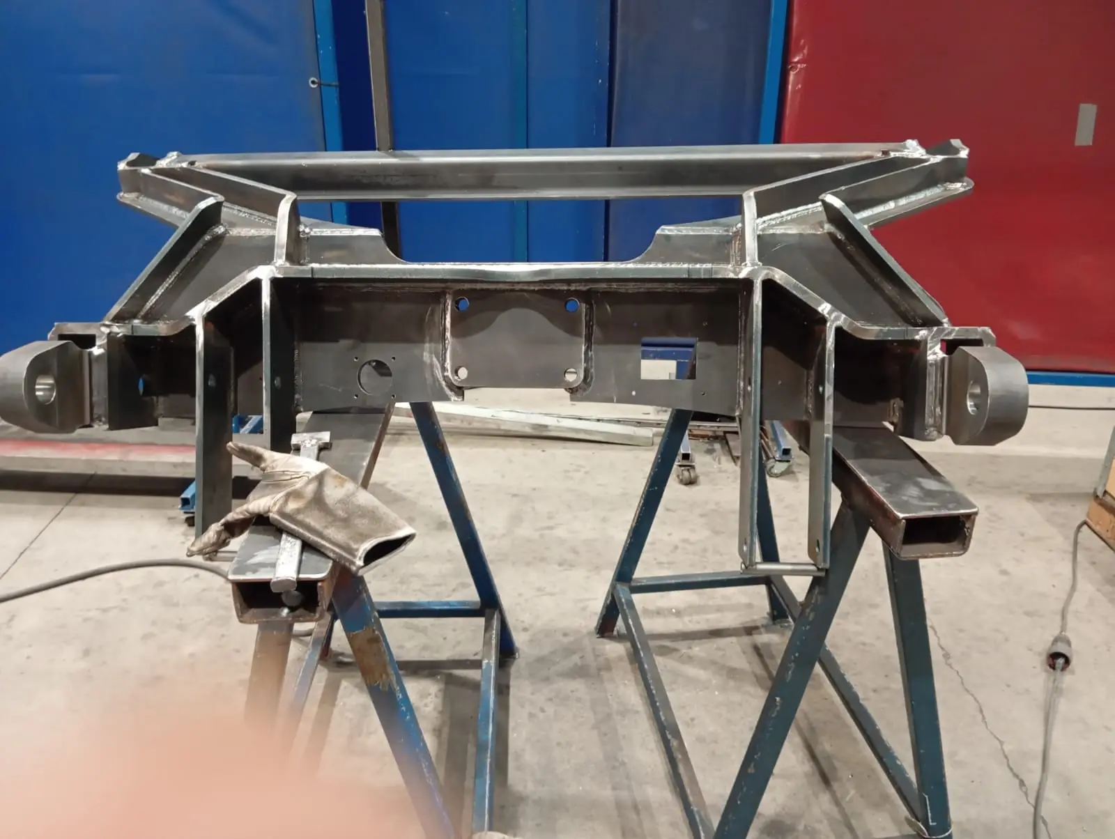 Fabricated steel frame in the workshop