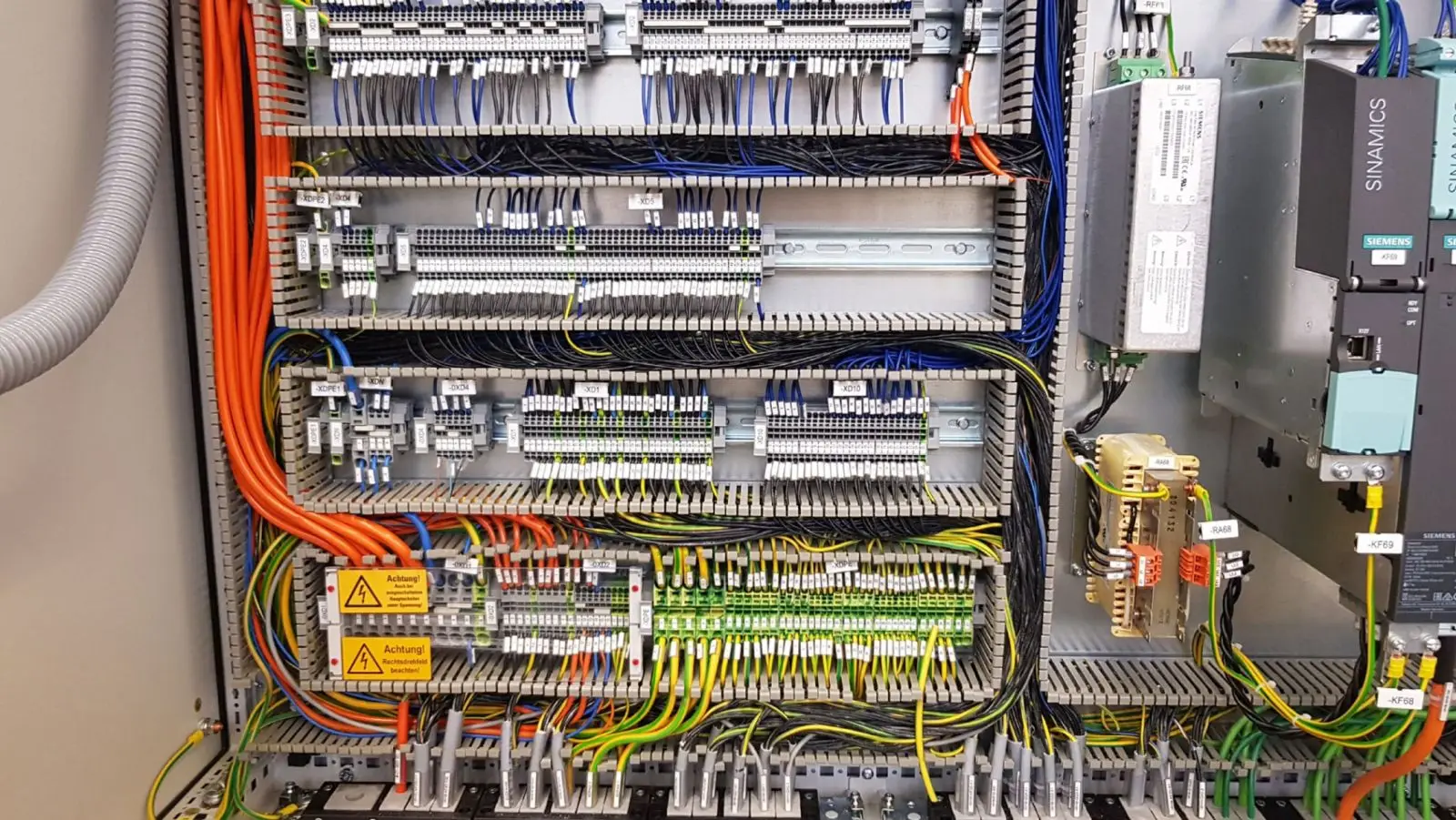 Neatly wired automation cabinet